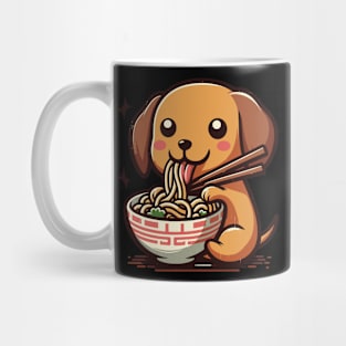 Cute english cream dachshund eating ramen Mug